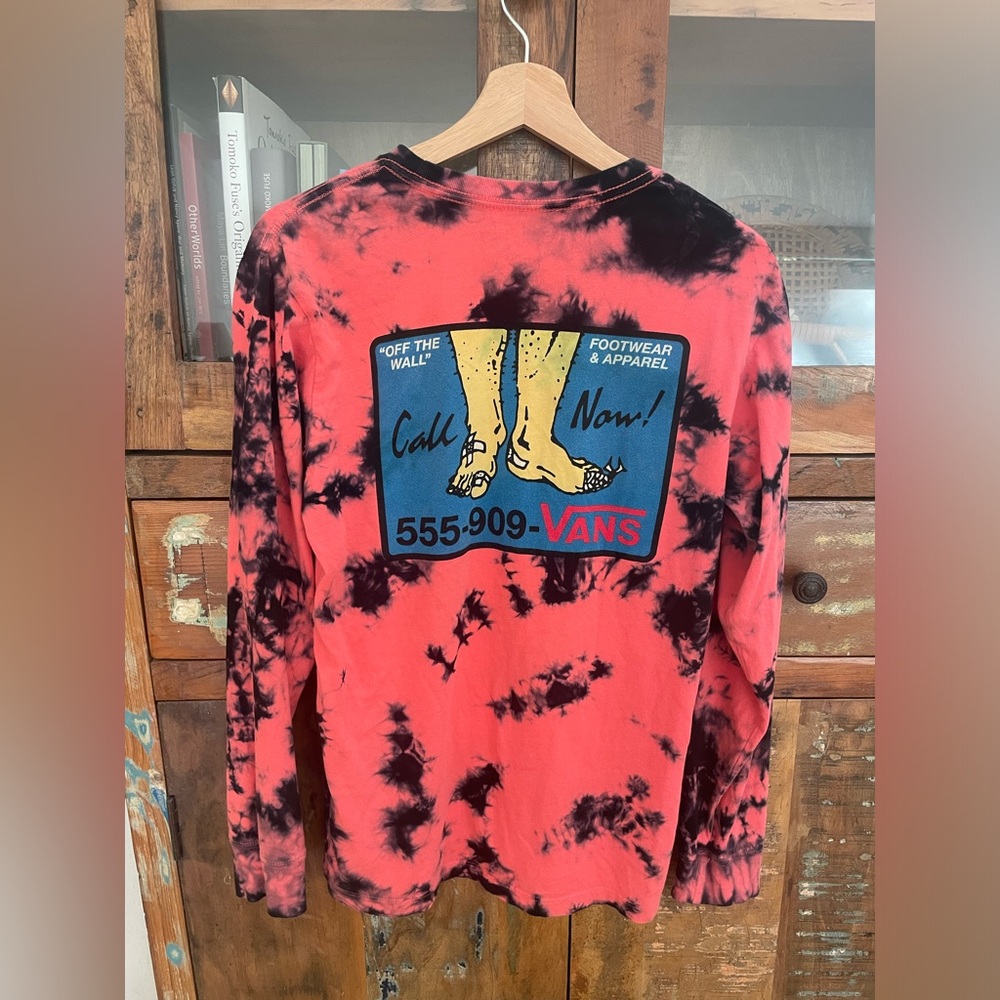 “Call Now” Vans Pink and Navy Tie-dye Long Sleeve Tee